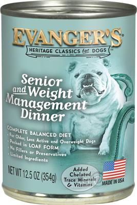 Classic Recipes Senior & Weight Management Dinner Canned Dog Food, 12.5-oz, case of 12