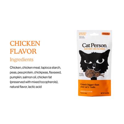 Galletas crujientes sin cereales con sabor a pollo sabroso para gatos Cat Person de Weruva, bolsa de 56 g