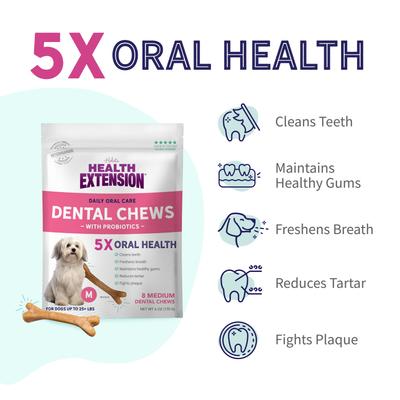 Probiotic Yogurt Medium Dental Dog Treats, 8 count