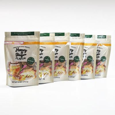 Premium Honey & Ginger Crunchy Dog Treats, 6-oz bag, case of 6
