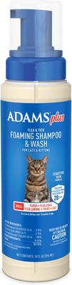 Champú espumoso para gatos con fórmula para piel sensible Plus, antipulgas y garrapatas, botella de 283 ml