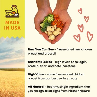 Comida para perros cruda liofilizada y croquetas ricas en proteínas con receta de pollo "Raw You Can See", bolsa de 15 lb