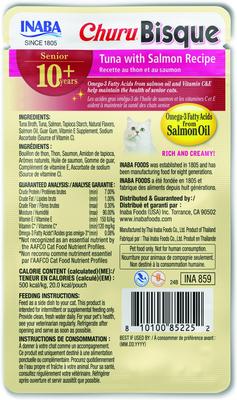 Churu for Senior 10+ Tuna & Salmon Bisque Lickable Cat Treats, 1.4-oz pouch, 1 count