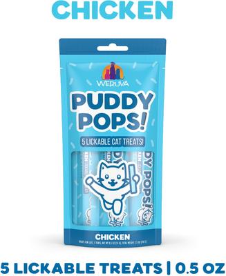 Puddy Pops Chicken Grain-Free Lickable Cat Treats, 0.5-oz tube, 5 count