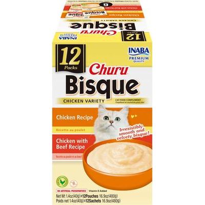Galletas para lamer con variedad de atún Churu Bisque para gatos, bolsa de 1.4 oz, 12 unidades