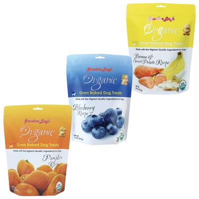 Bundle: Variety Pack - Grandma Lucy's Organic Pumpkin Oven Baked Dog Treats, Blueberry & Banana & Sweet Potato Flavors