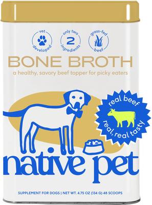 Paquete: Caldo de hueso de res en polvo Native Pet, suplemento alimenticio, 127 g + Suplemento para la salud de la piel y el pelaje de perros con aceite de pescado Omega 3, 227 g