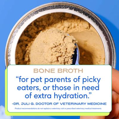 Bundle: Native Pet Beef Bone Broth Powder Food Topper, 4.75-oz + Omega 3 Fish Oil Skin & Coat Health Dog Supplement, 8-oz