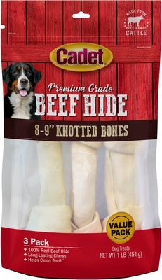 Beef Hide Knotted Bone Dog Chew, 8-9-in, 3 count
