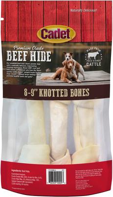 Beef Hide Knotted Bone Dog Chew, 8-9-in, 3 count