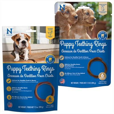 Bundle: N-Bone Puppy Teething Ring Chicken Flavor + Peanut Butter Flavor Dog Treats