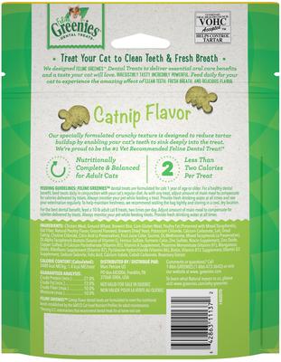 Bundle: Variety Pack - Greenies Feline Oven Roasted Chicken Flavor Adult Dental Cat Treats, 4.6-oz bag, Salmon & Catnip Flavors