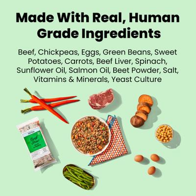 Alimento variado para perros, recién preparado, congelado, apto para consumo humano, bolsas de 32 a 36 oz, paquete de 6