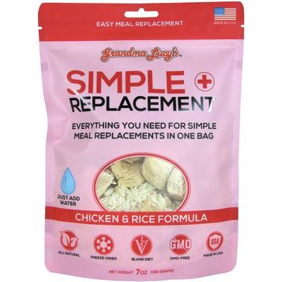Sustituto de comida liofilizado antidiarreico Simple Replacement para perros y gatos, bolsa de 7 oz