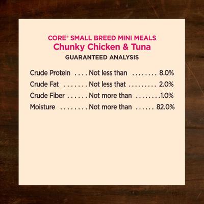 CORE Grain-Free Small Breed Mini Meals Chunky Chicken & Tuna in Gravy Dog Food Pouches, 3-oz, case of 12