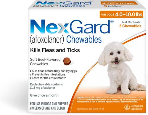 Bundle: Heartgard Plus Chew, 26-50 lbs, (Green Box), 3 Chew (3-mo. supply) + NexGard Chew for Dogs, 4-10 lbs, (Orange Box), 3 Chews (3-mos. supply)