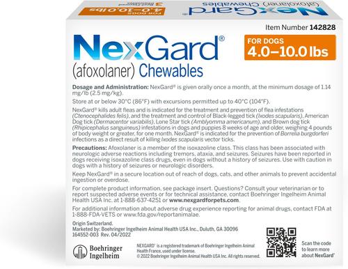 Bundle: Heartgard Plus Chew, 26-50 lbs, (Green Box), 3 Chew (3-mo. supply) + NexGard Chew for Dogs, 4-10 lbs, (Orange Box), 3 Chews (3-mos. supply)