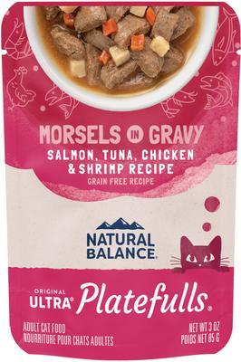 Platefulls Indoor Formula Mackerel & Sardine in Gravy Grain-Free Cat Food Pouches, 3-oz pouch, case of 24