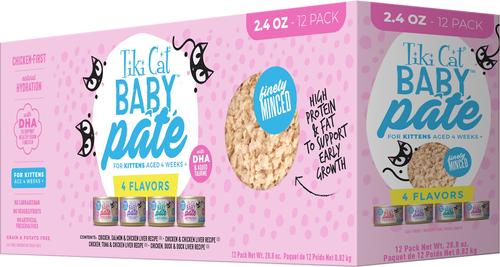 Baby Chicken, Tuna & Chicken Liver Pate Grain-Free Wet Kitten Food, 2.4-oz can, case of 12