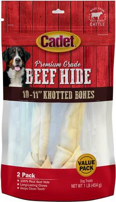 Beef Hide Knotted Bone Dog Chew, 10-11-in, 2 Count