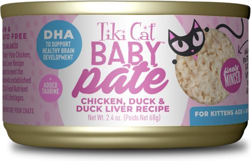 Baby Chicken, Tuna & Chicken Liver Pate Grain-Free Wet Kitten Food, 2.4-oz can, case of 12