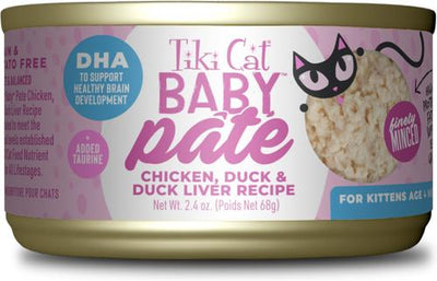 Baby Chicken, Duck & Duck Liver Pate Grain-Free Wet Kitten Food, 2.4-oz can, case of 12