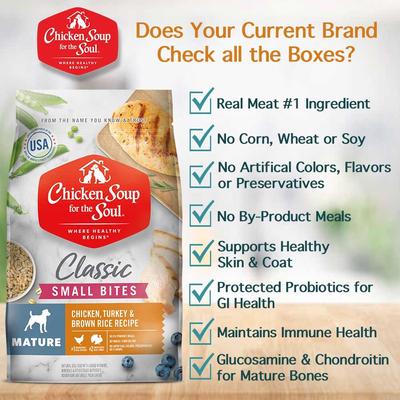 Small Bites Mature & Senior Chicken, Turkey & Brown Rice Recipe Dry Dog Food, 4.5-lb bag