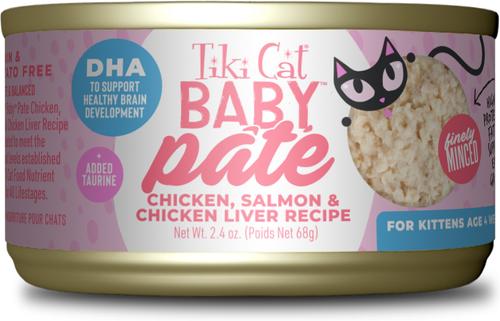 Baby Chicken, Tuna & Chicken Liver Pate Grain-Free Wet Kitten Food, 2.4-oz can, case of 12