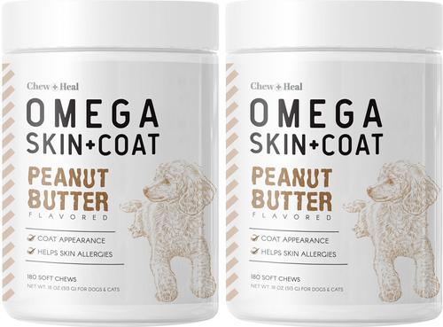 Peanut Butter Omega Skin + Coat Supplement for Dogs, 360 count