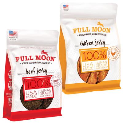 Paquete: Full Moon Chicken Jerky + premios de carne de res para perros