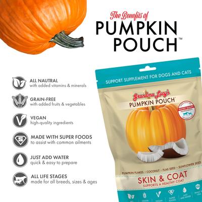 Pumpkin Pouch Skin & Coat Freeze-Dried Dog & Cat Food Topper, 6-oz bag