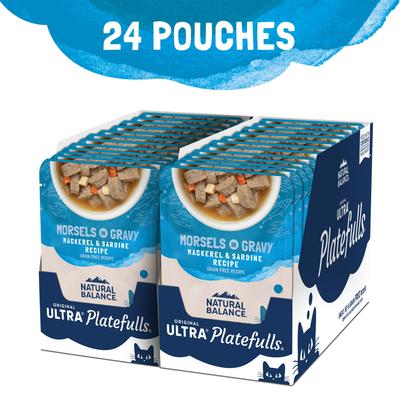 Platefulls Indoor Formula Mackerel & Sardine in Gravy Grain-Free Cat Food Pouches, 3-oz pouch, case of 24