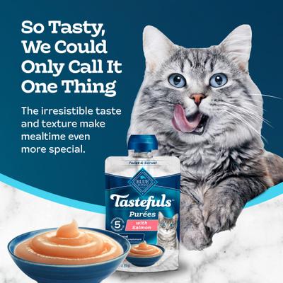 Tastefuls Adult Natural Purees Salmon Wet Cat Food, 3-oz pouch, case of 12