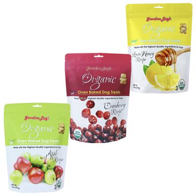 Bundle: Variety Pack - Grandma Lucy's Organic Apple Oven Baked Dog Treats, Cranberry & Lemon Honey Flavors