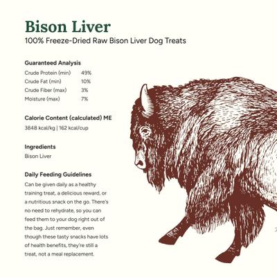 Premios liofilizados para perros de hígado de bisonte sin cereales, bolsa de 4 oz