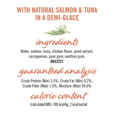 Savory Puree Naturals Salmon & Tuna Flavored in a Demi-Glace Squeezable Lickable Adult Cat Treats, 0.32-oz tube, case of 12