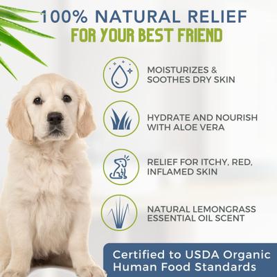 Organic, Hypo-Allergenic, Lemongrass & Aloe Dog Shampoo, 16-fl oz bottle