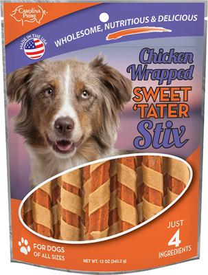 Chicken Wrapped Sweet 'Tater Stix Dehydrated Dog Treats, 12-oz bag