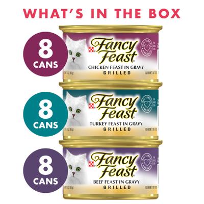 Bundle: Tiny Tiger Chunks in Gravy Beef & Poultry Recipes Grain-Free Canned Food + Fancy Feast Grilled Poultry & Beef Feast Canned Cat Food