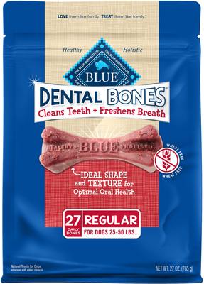 Golosinas dentales regulares para perros Dental Bones totalmente naturales sin cuero crudo, 27 unidades