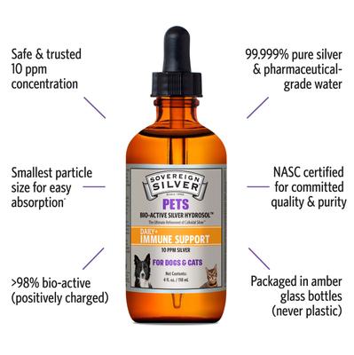 Daily+ Immune Support Bio-Active Silver Hydrosol Dog & Cat Supplement, 4-fl oz bottle