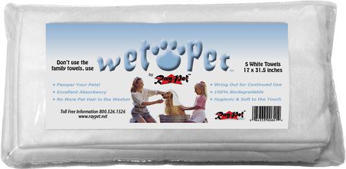 Wet Pet Dog & Cat Towel, 5 count, White