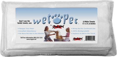 Wet Pet Dog & Cat Towel, 5 count, White