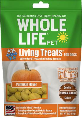 Living Treats Healthy Gut Pumpkin Flavor Freeze-Dried Dog Treats, 3-oz bag