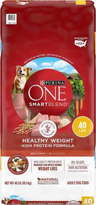 Paquete: alimento seco para adultos Purina ONE SmartBlend Healthy Weight High Protein Formula + premios Milk-Bone Original Large Biscuit para perros