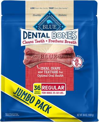 Dental Bones All Natural Rawhide-Free Regular Dental Dog Treats, 27 count