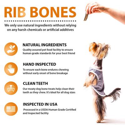 Beef Rib Bones Dog Chew Treats, 8 count