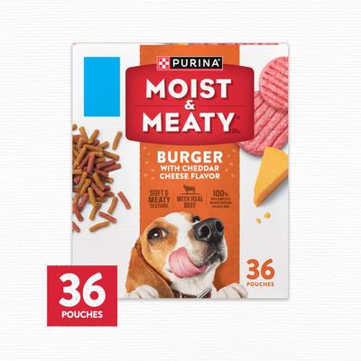 Bundle: Moist & Meaty Burger with Cheddar Cheese Flavor Dry Food + Good 'n' Fun Triple Flavor Kabobs Chicken, Duck & Chicken Liver Dog Chews