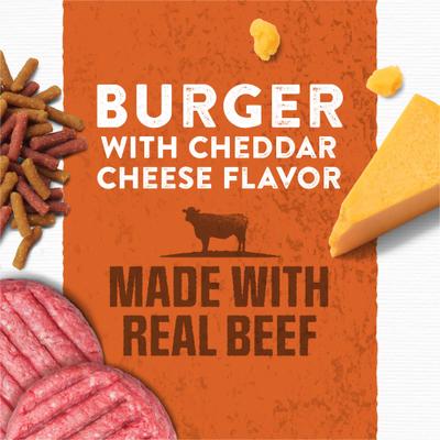 Bundle: Moist & Meaty Burger with Cheddar Cheese Flavor Dry Food + Good 'n' Fun Triple Flavor Kabobs Chicken, Duck & Chicken Liver Dog Chews