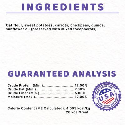 Plant-Based Dog Treats with Sweet Potato & Carrots, Vegan Dog Treats, 8-oz bag